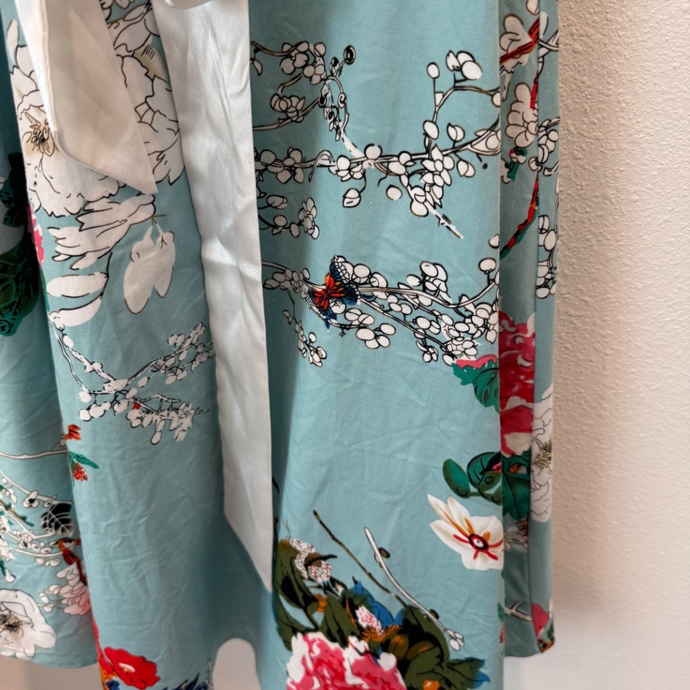 GARDENWEED Women’s Sleeveless fit & flare Party Dress, Aqua Floral Print Size M - Picture 5 of 16